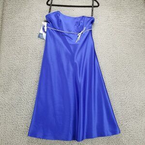 Alfred Angelo Dress Womens 12 Strapless Blue MIdi Bridal Formal *NWT*
